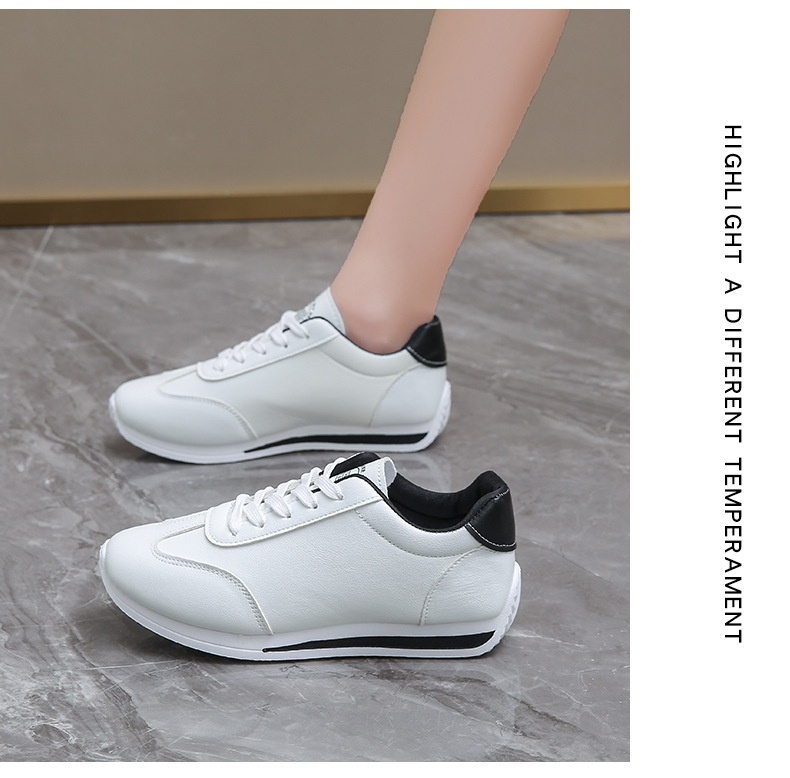 Plus-size Women's Leather Lace-up Casual Sneakers