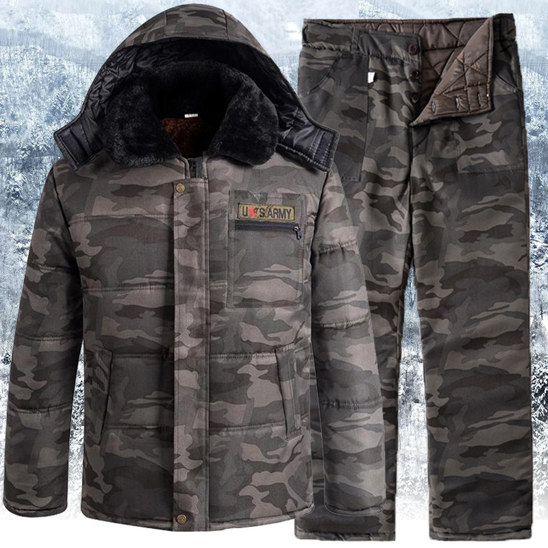 Winter Thickened Fleece Lined Camouflage Cotton Padded Jacket For Men - Image 13