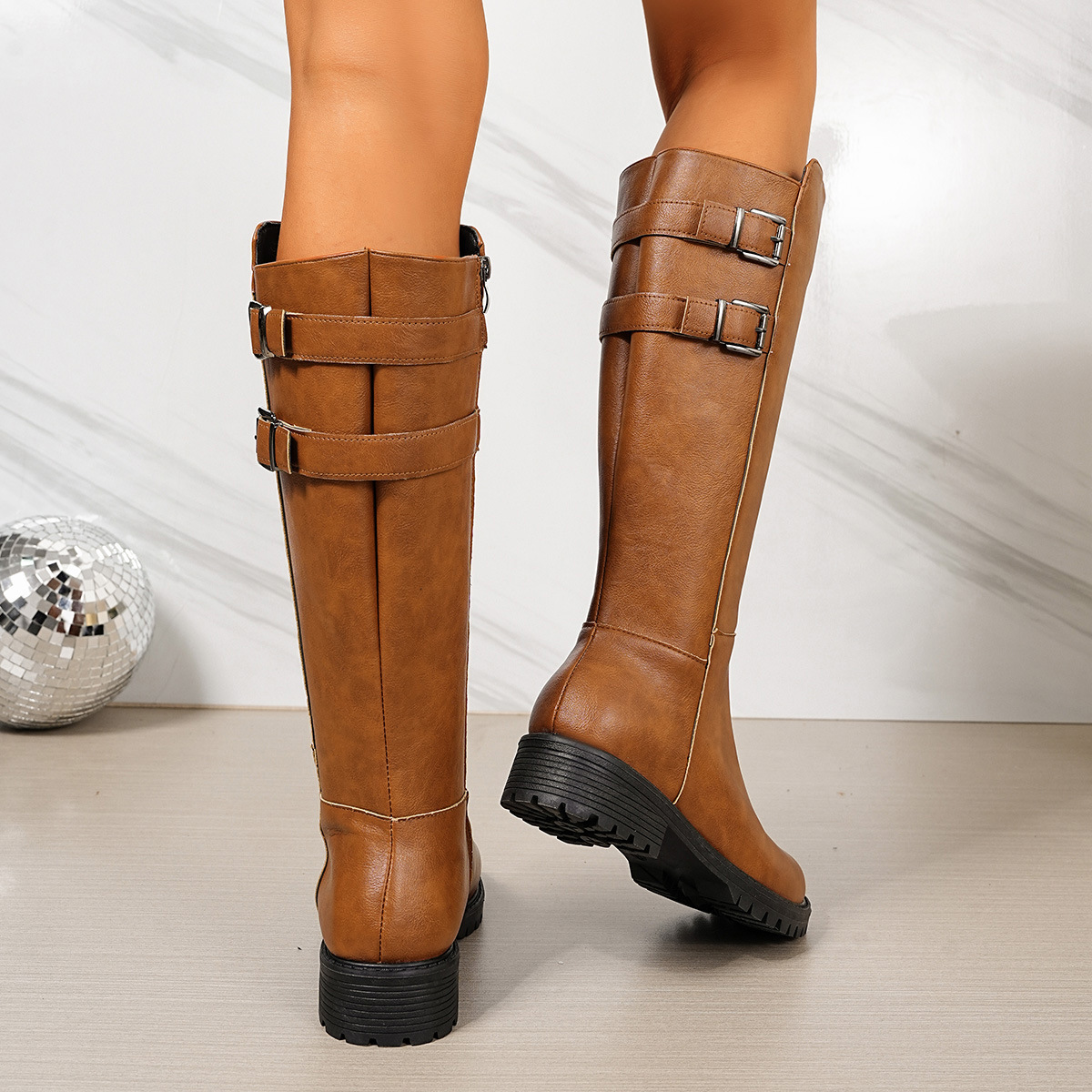 Retro Chunky-Soled High-Cut Equestrian Boots For Women - Image 10