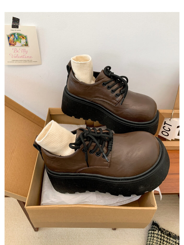 Women's Thick-Soled Retro British-Style Lace-Up Casual Shoes