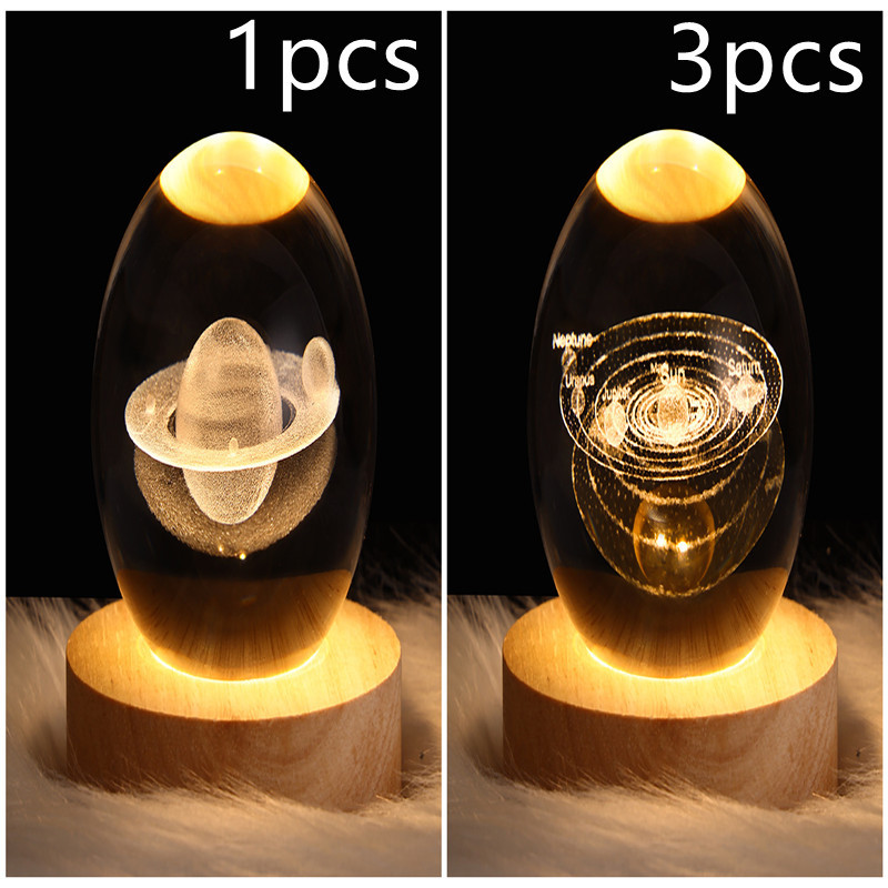 LED Night Light Galaxy Crystal Ball Table Lamp 3D Planet Moon Lamp Bedroom Home Decor For Kids Party Children Birthday Gifts - Image 41