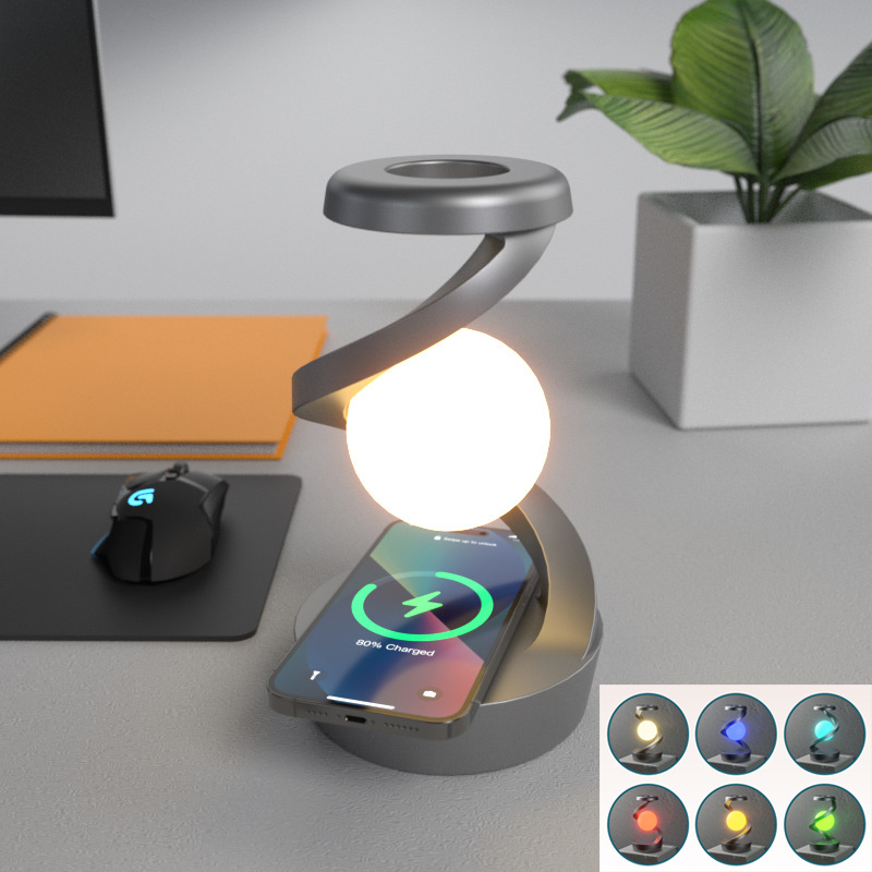 Rotating Moon Desk Lamp With Phone Wireless Charging Sensor Control Table Lamps Decorative Desktop Lamp Small Night Lamp Home Decor - Image 1