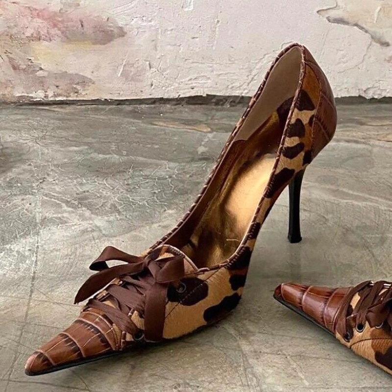 Pointed-toe Stiletto Heel Lace-up Womens Heels