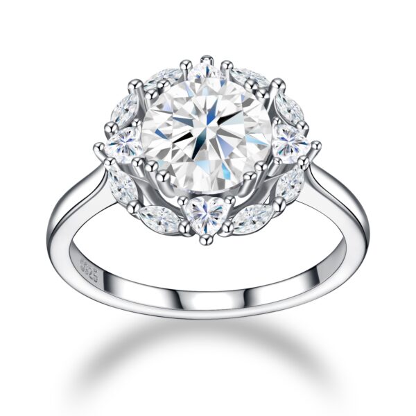 2-carat Luxury Fashion Minimalist Trend Jewelry Silver Ring Set With Top-quality Morganite, Made Of S925 Silver With Electroplated Platinum. - Image 5