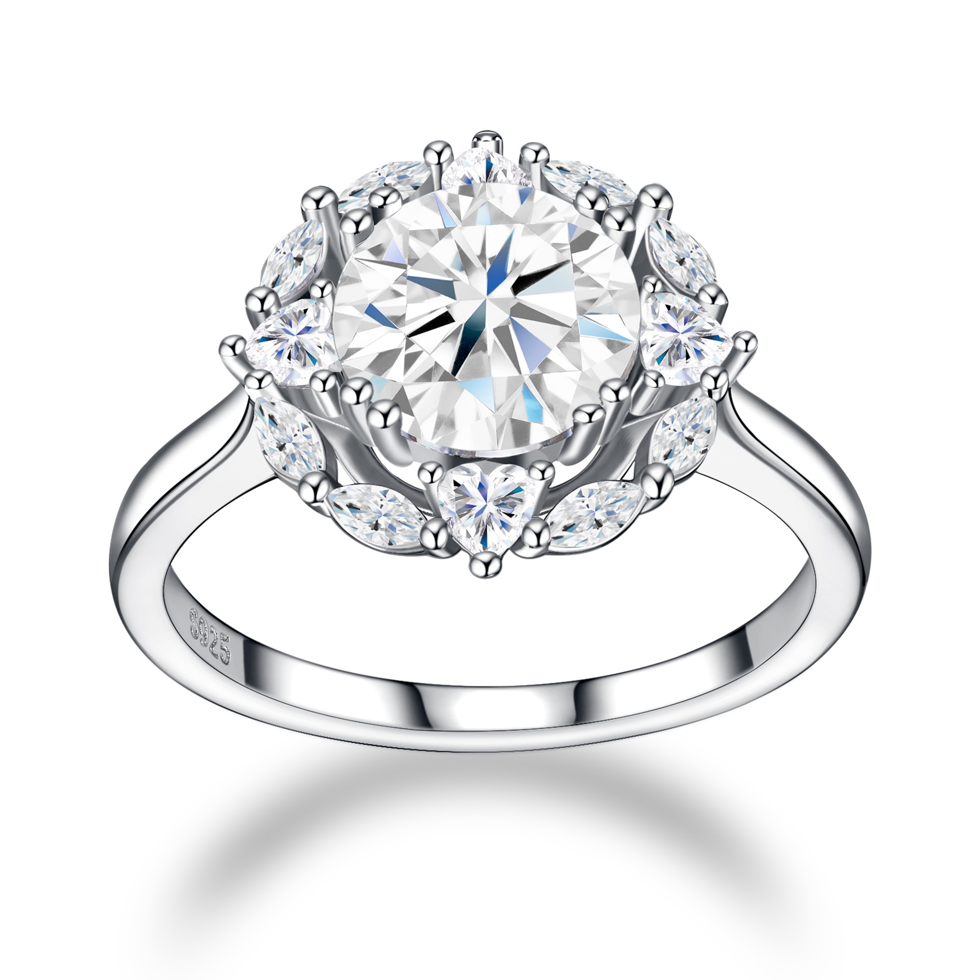 2-carat Luxury Fashion Minimalist Trend Jewelry Silver Ring Set With Top-quality Morganite, Made Of S925 Silver With Electroplated Platinum. - Image 5