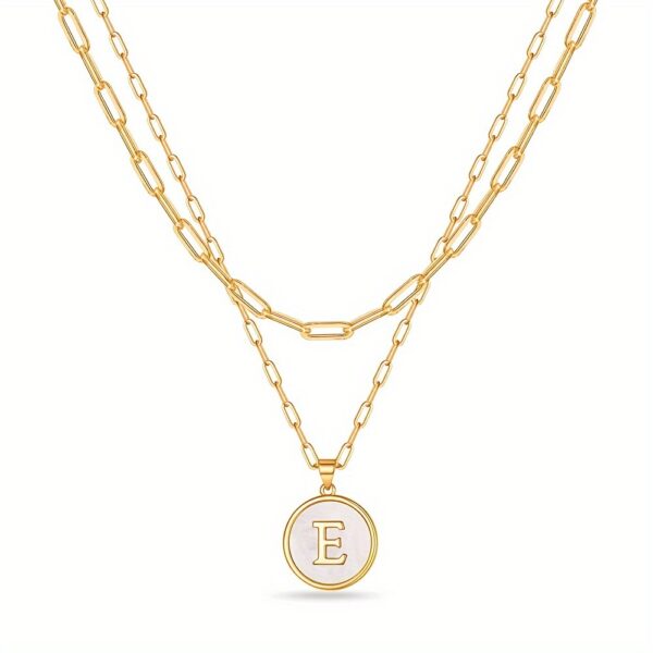 Circular Minimalist 26-Letter Pendant Double-Layer Necklace - Image 5