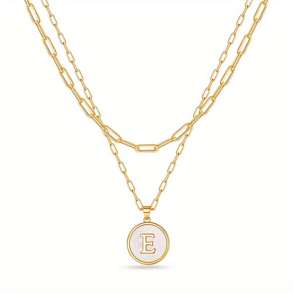 Circular Minimalist 26-Letter Pendant Double-Layer Necklace - Image 5