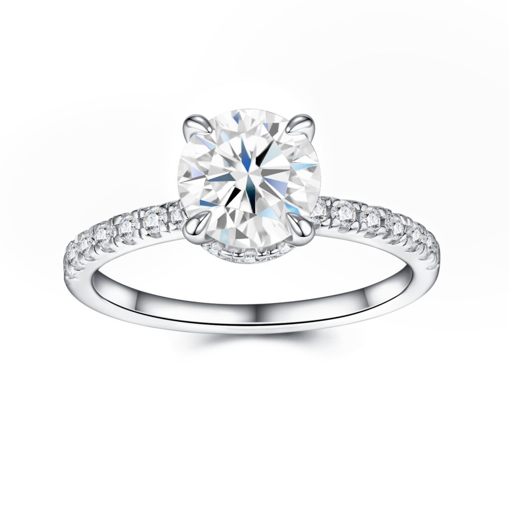 2-carat Luxury Fashion Minimalist Trend Jewelry Silver Ring Set With Top-quality Moissanite, Made Of S925 Silver With Electroplated Platinum.