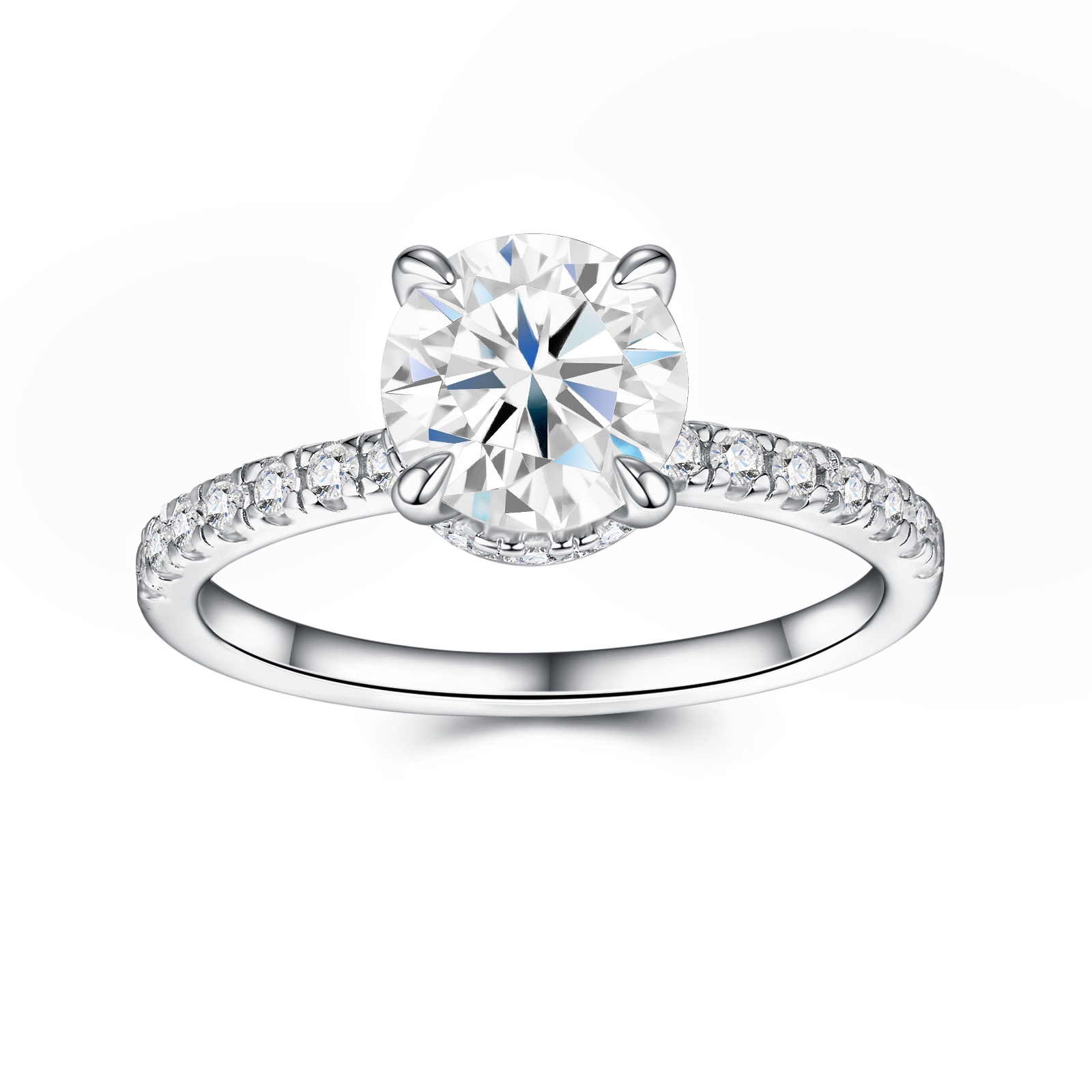 2-carat Luxury Fashion Minimalist Trend Jewelry Silver Ring Set With Top-quality Moissanite, Made Of S925 Silver With Electroplated Platinum. - Image 2