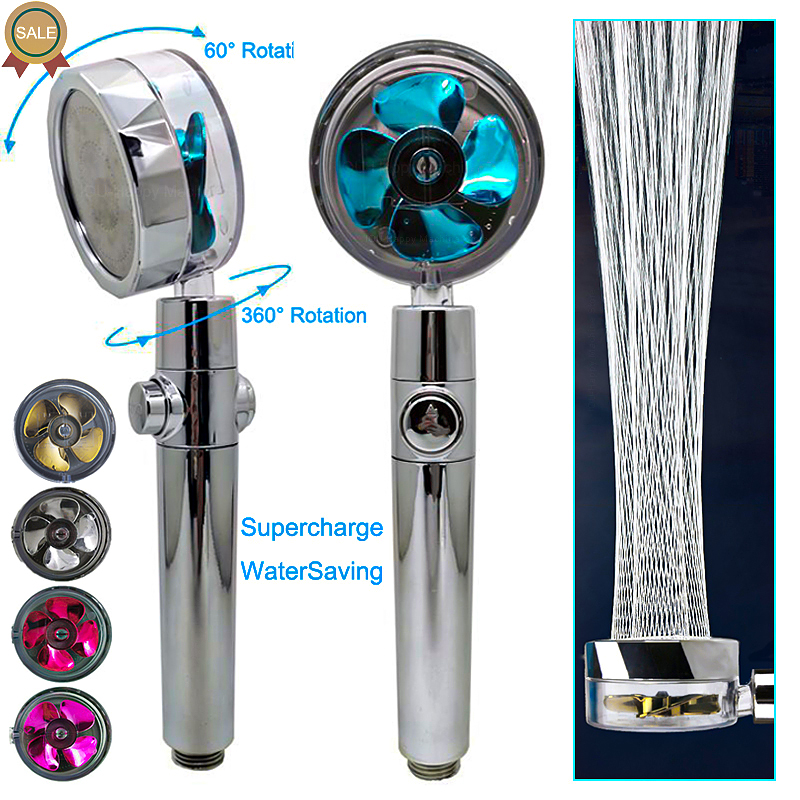 Shower Head Water Saving Flow 360 Degrees Rotating With Small Fan ABS Rain High Pressure Spray Nozzle Bathroom Accessories - Image 25