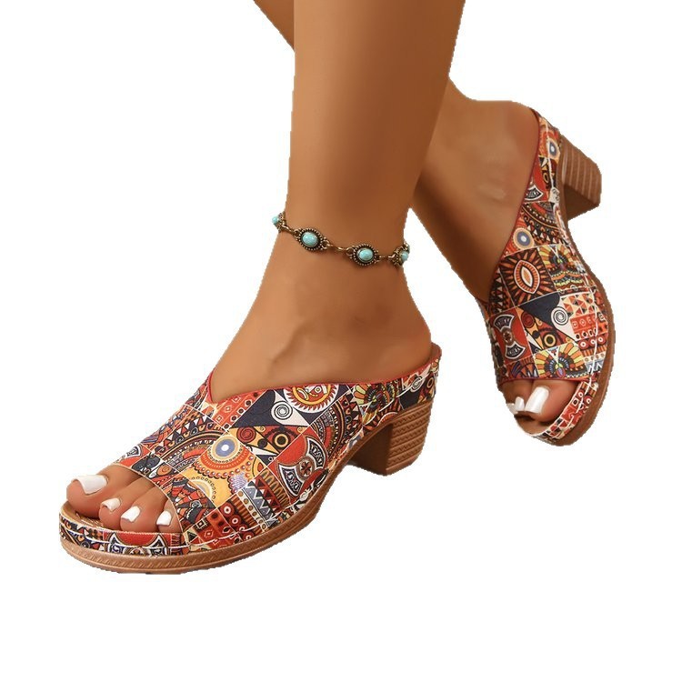 Plus-size High-heeled Slippers For Women