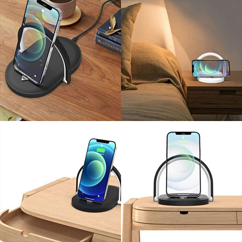 3 In 1 Foldable Wireless Charger Night Light Wireless Charging Station Stonego LED Reading Table Lamp 15W Fast Charging Light - Image 2