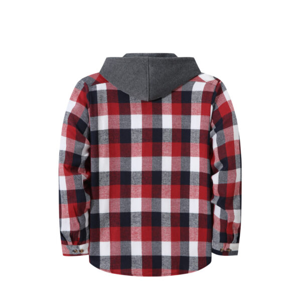 Mens Trendy Plaid Hooded Jacket - Image 11