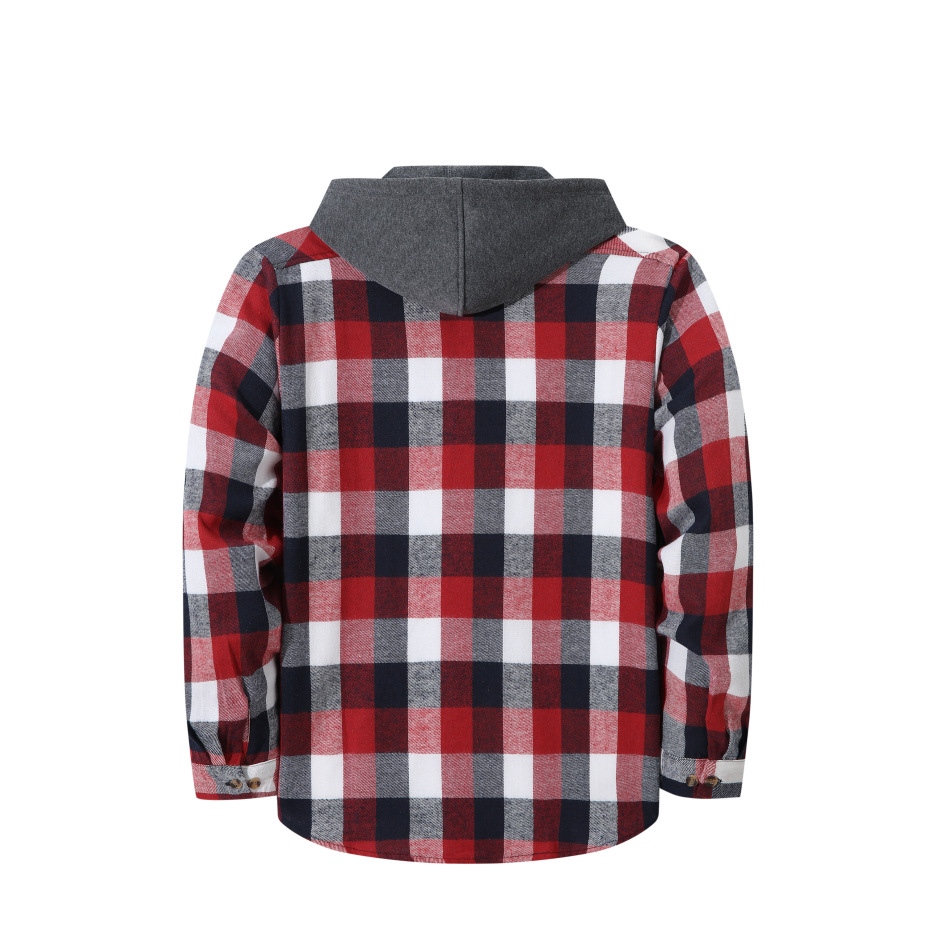 Mens Trendy Plaid Hooded Jacket - Image 11