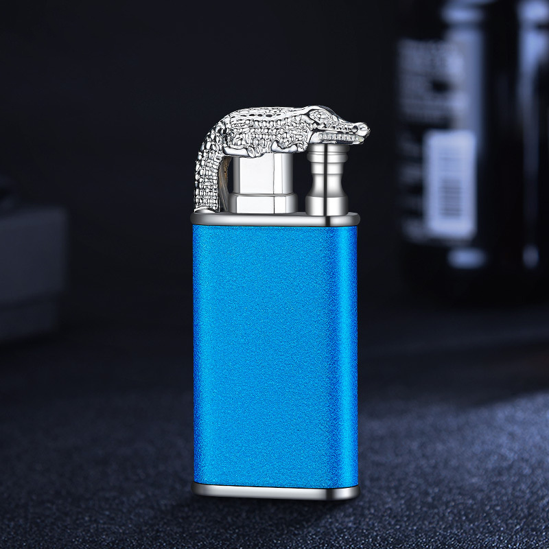 Creative Blue Flame Lighter Dolphin Dragon Tiger Double Fire Metal Winproof Lighter Inflatable Lighter - Image 23
