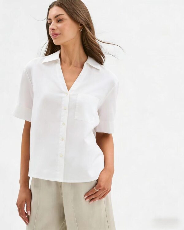 Summer Thin Figure-flattering Casual Faux Linen Top - Image 2