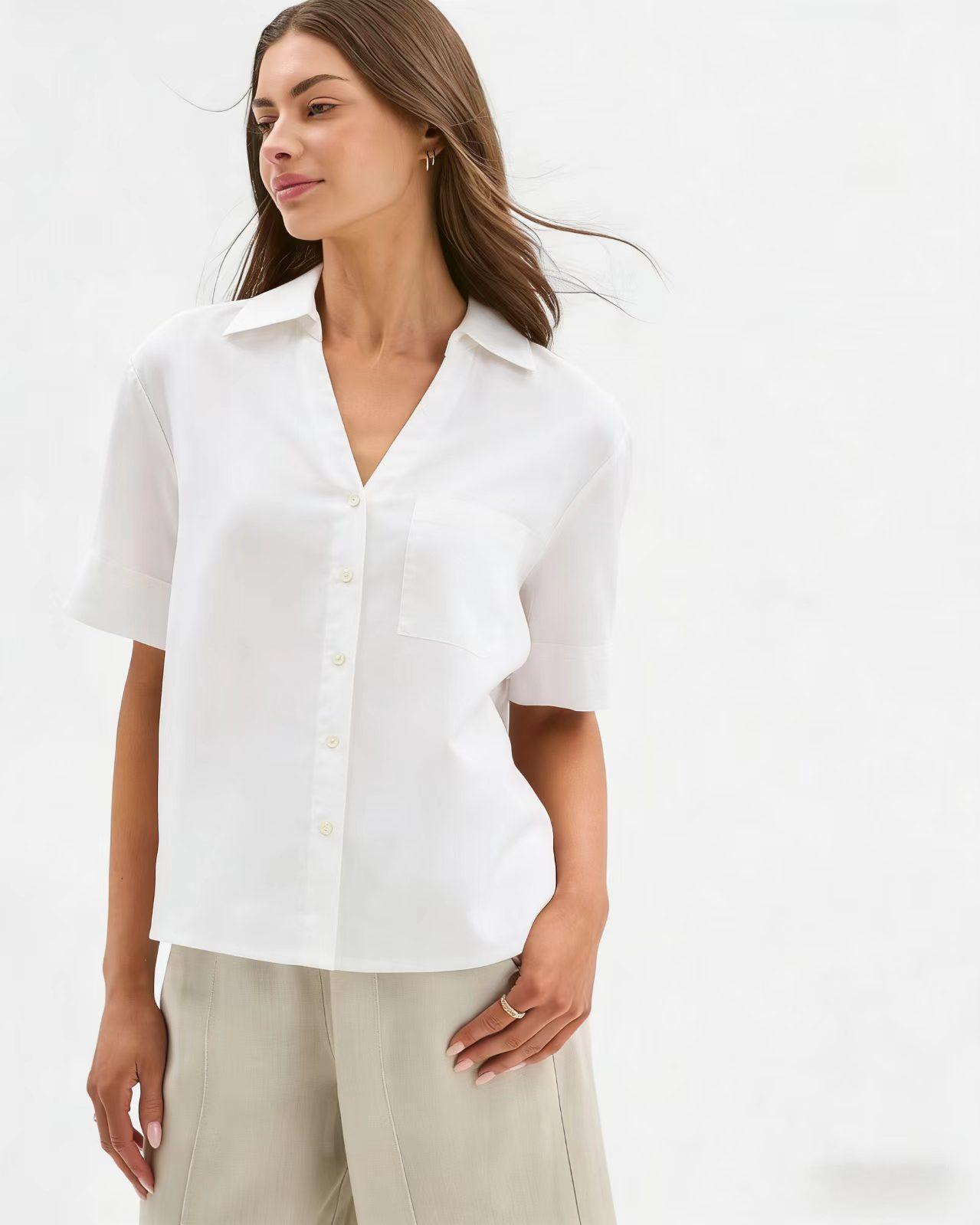 Summer Thin Figure-flattering Casual Faux Linen Top - Image 2