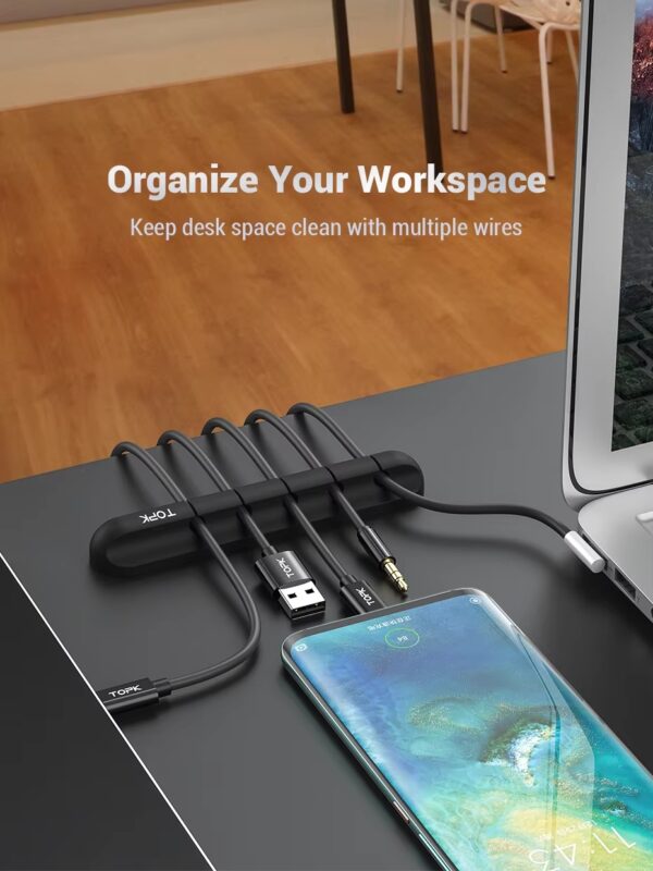 Silicone USB Cable Winder Desktop Cable Organizer Management Multipurpose Clips Cables Protector For Wired Headphones - Image 12