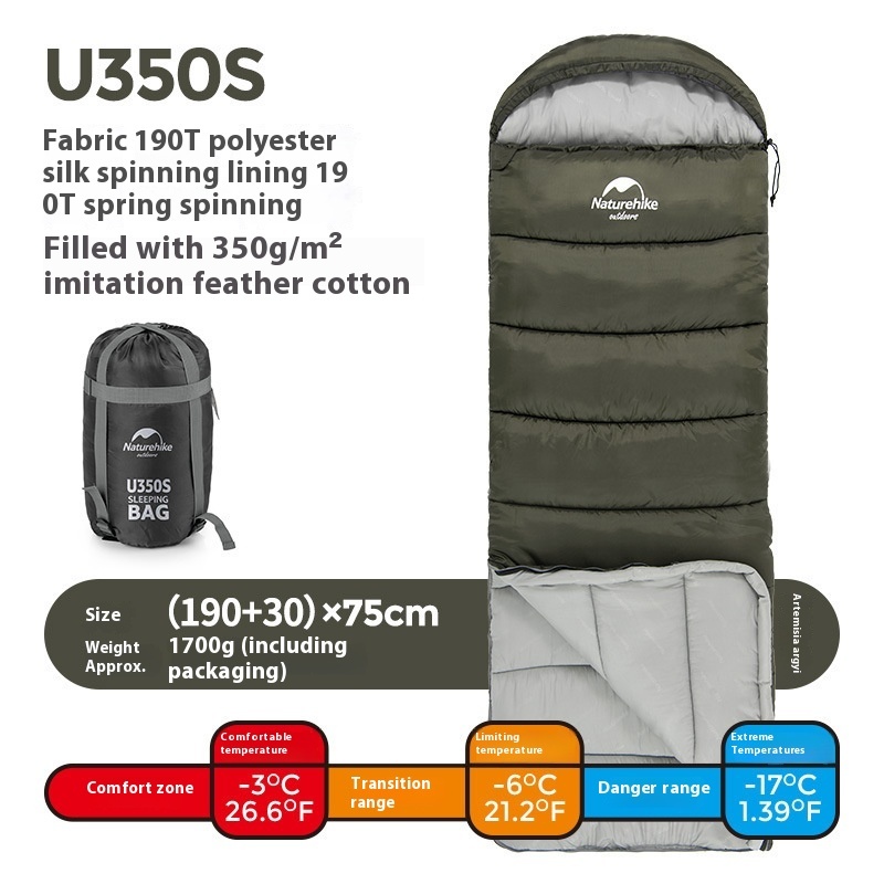 Naturehike Series Envelope Hooded Sleeping Bag Outdoor Camping Autumn And Winter Cold-proof Double - Image 39