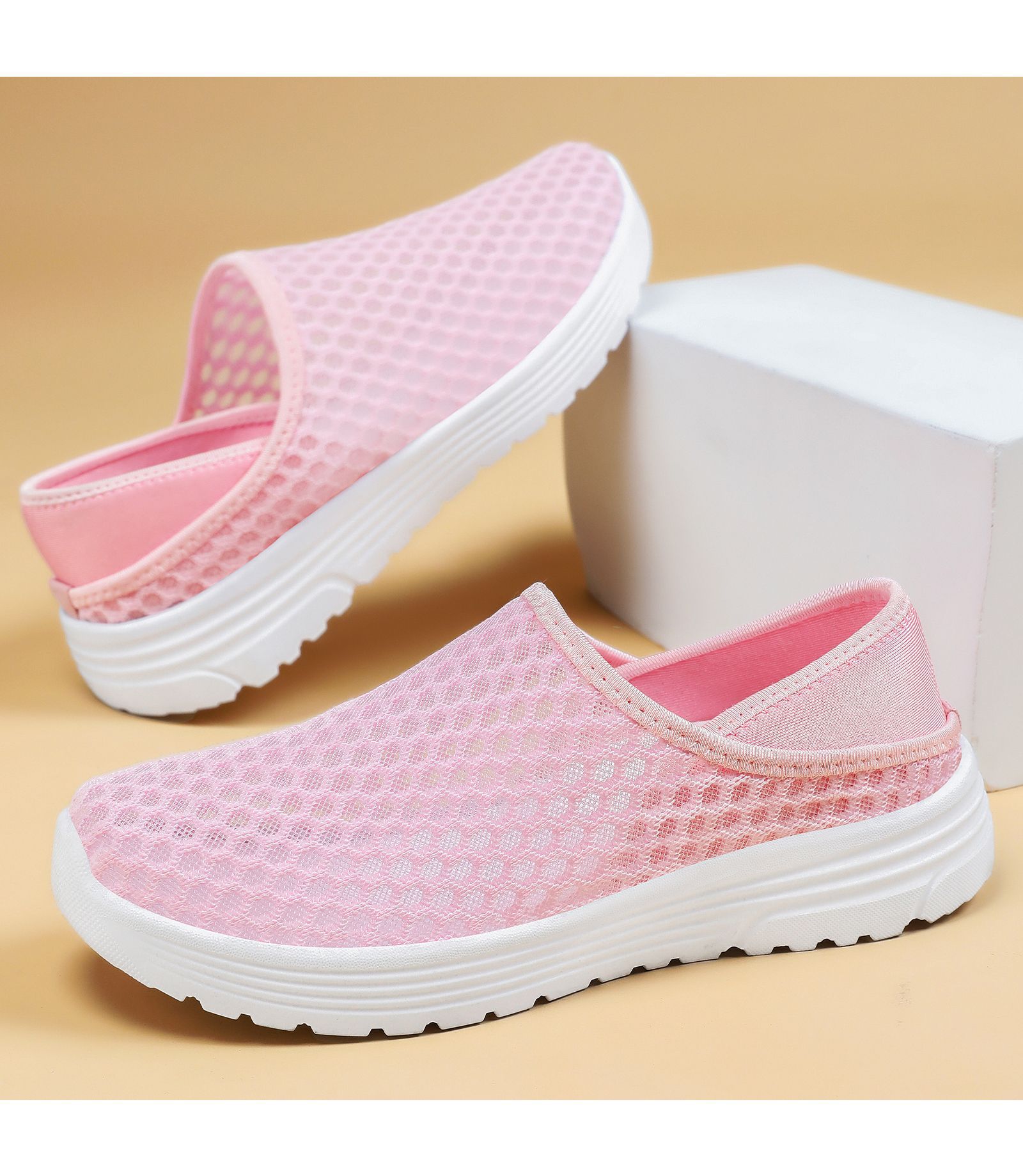 Large Size Lightweight Breathable Mesh Hole Half Slippers - Image 10