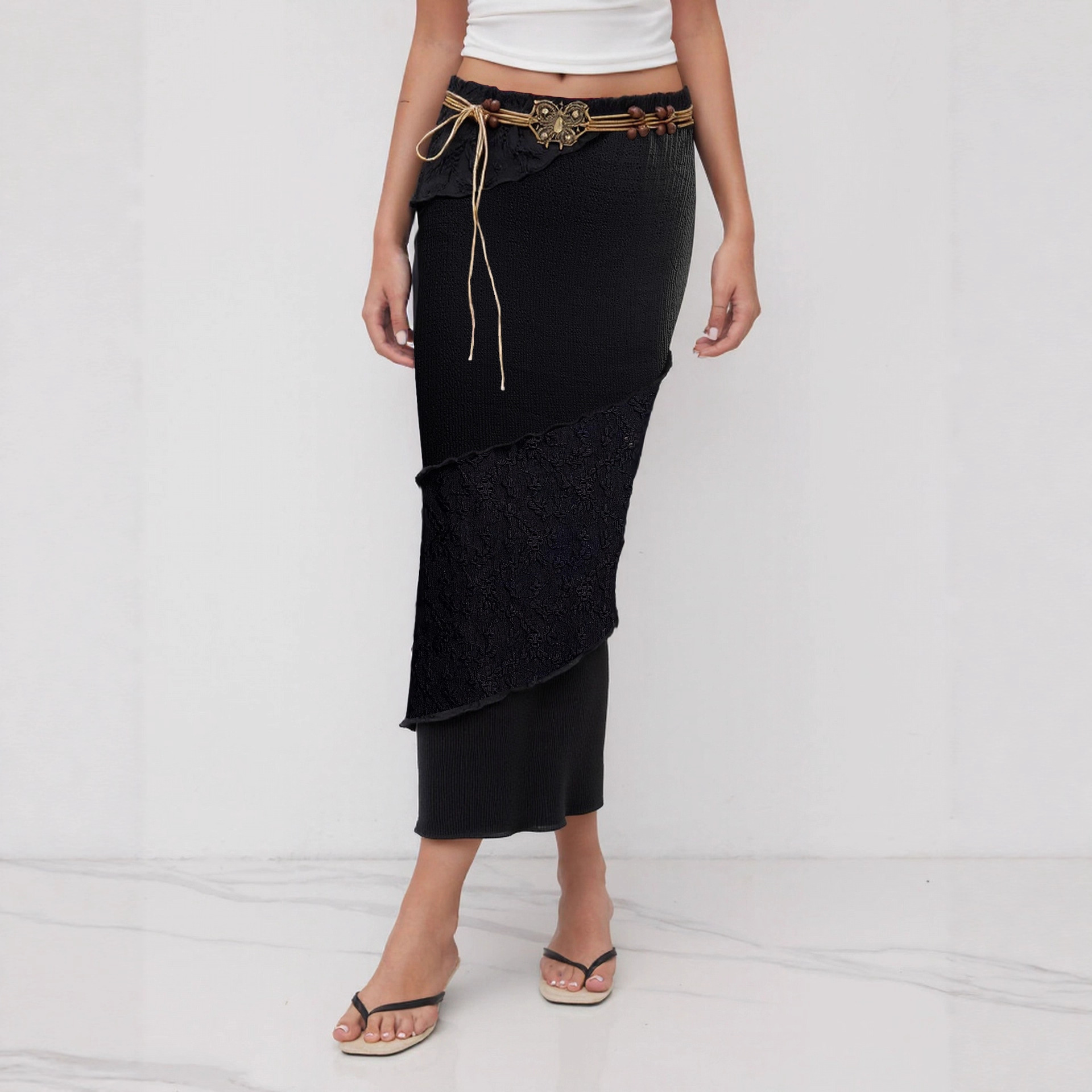 Retro Woven Butterfly Waist Cord Accessory Skirt - Image 1