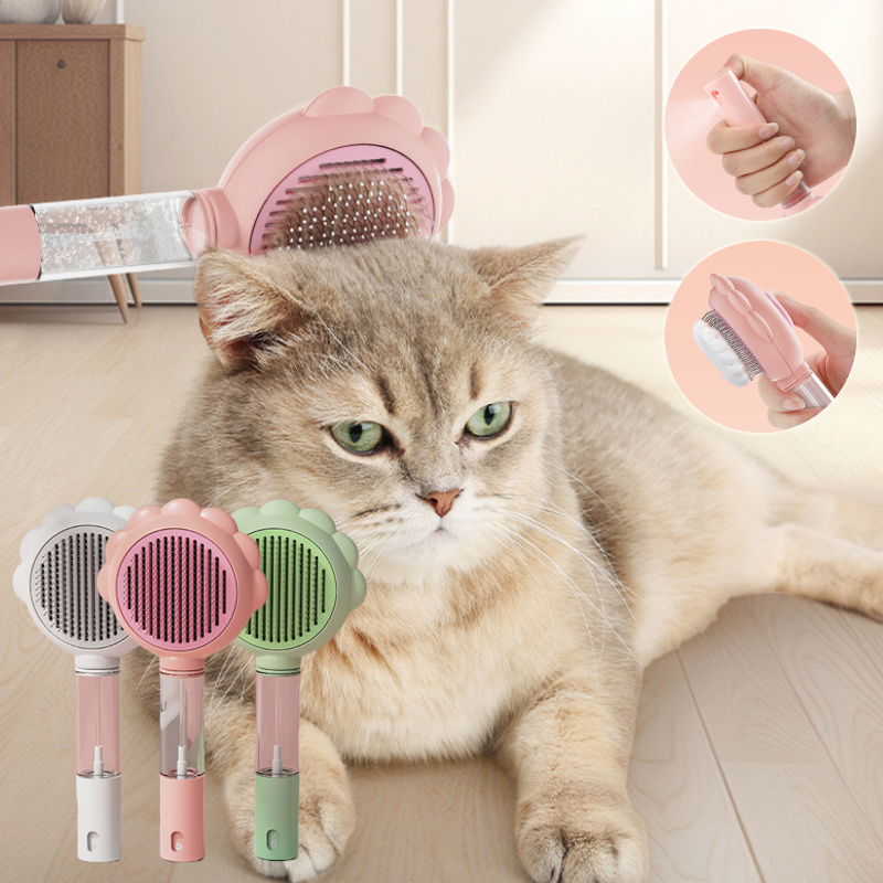 2 In 1 Self Cleaning Dog Brush Comb With Spray Pets Grooming Hair Remover Combs Brush Floating Hair Pet Grooming Brush Pet Products - Image 1