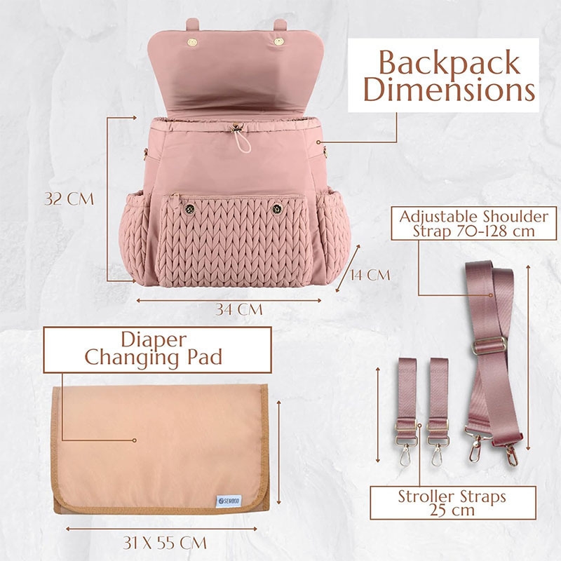 Large-Capacity Stylish Insulated Quilted Mommy Backpack For Outdoor Travel