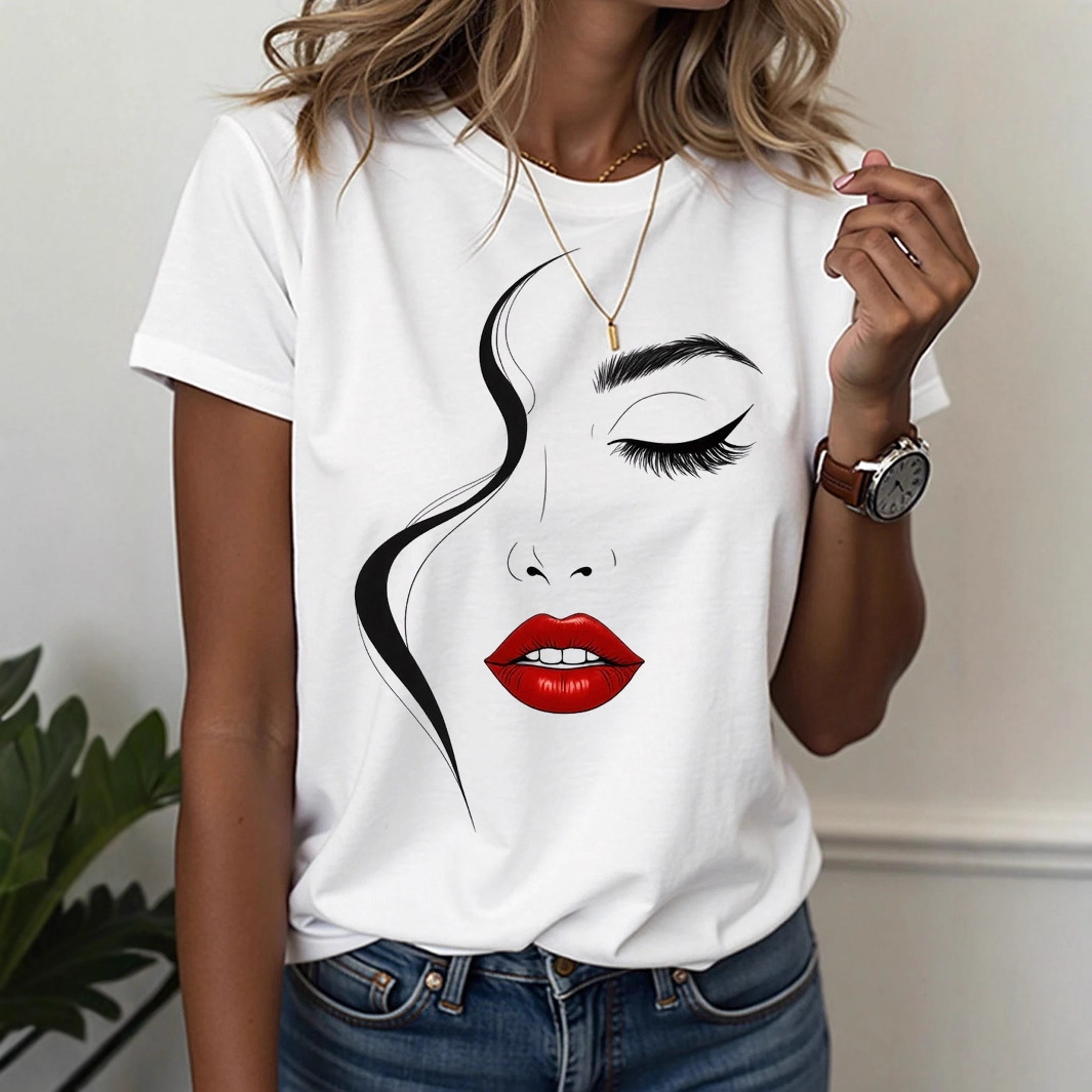3D-printed Chic Casual Womens Short-sleeve Crewneck T-shirt - Image 7