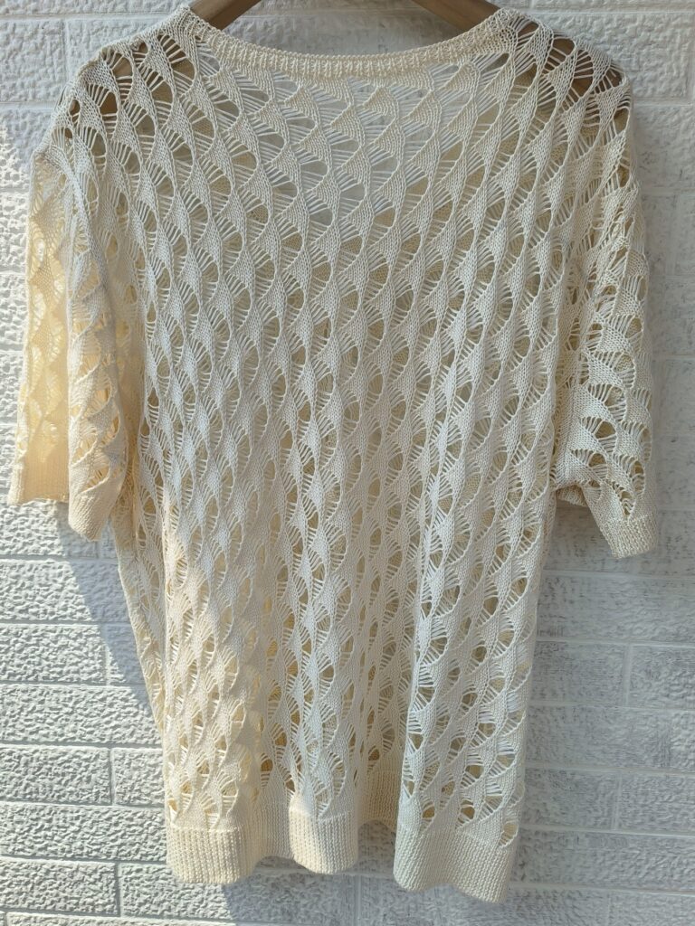 Womens Fashionable Hollow-Out Plus-Size Short-Sleeve Knitted Top