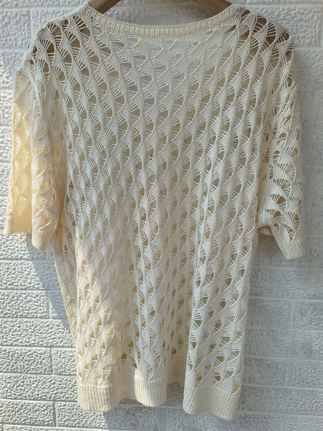 Womens Fashionable Hollow-Out Plus-Size Short-Sleeve Knitted Top - Image 11