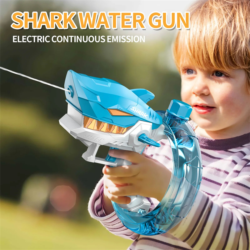 New Shark Electric Water Gun Toys Fully Automatic Continuous Fire Water Gun Large Capacity Beach Summer Children