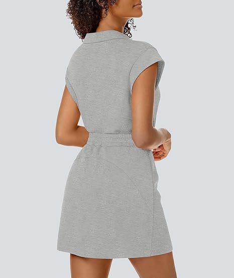 Casual Covered-Sleeve Lapel Shirt And Summer Sports Skirt Set - Image 16