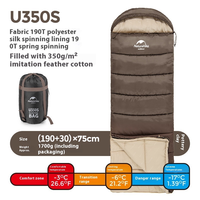Naturehike Series Envelope Hooded Sleeping Bag Outdoor Camping Autumn And Winter Cold-proof Double - Image 33
