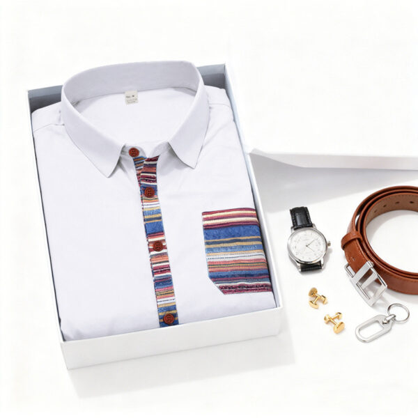 Men's Contrasting-Color Beach Short-Sleeve Casual Shirt - Image 31