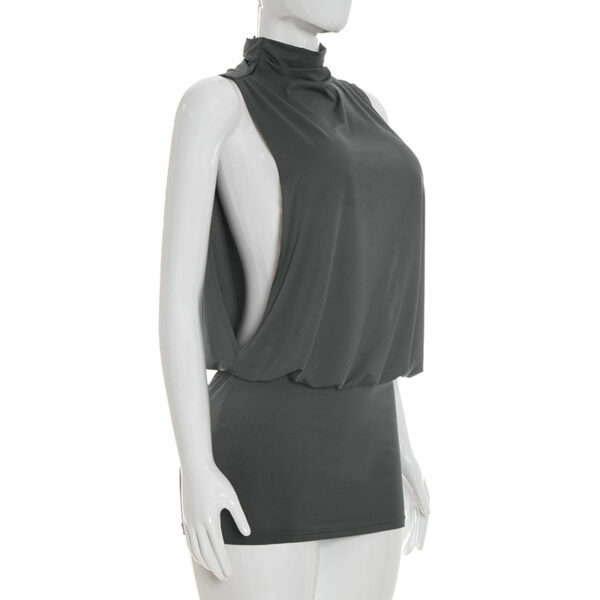 Simple And Elegant Sleeveless Turtleneck Mini Dress For Women - Image 20