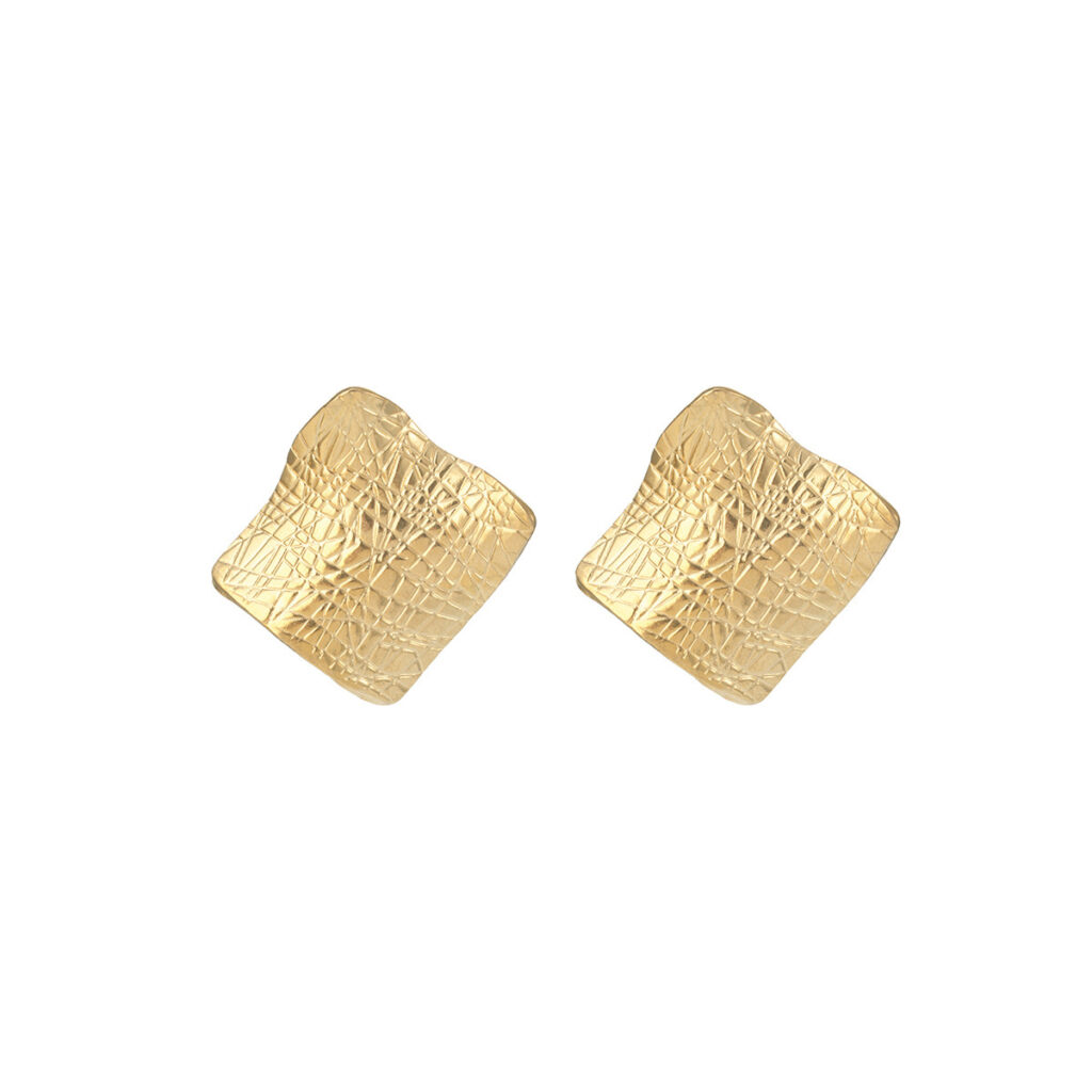 Fashion European & American Style Square Pleated Earrings, Irregular Texture, High-Grade All-Match Jewelry For Women