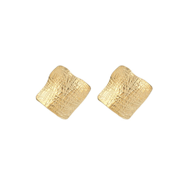 Fashion European & American Style Square Pleated Earrings, Irregular Texture, High-Grade All-Match Jewelry For Women - Image 3