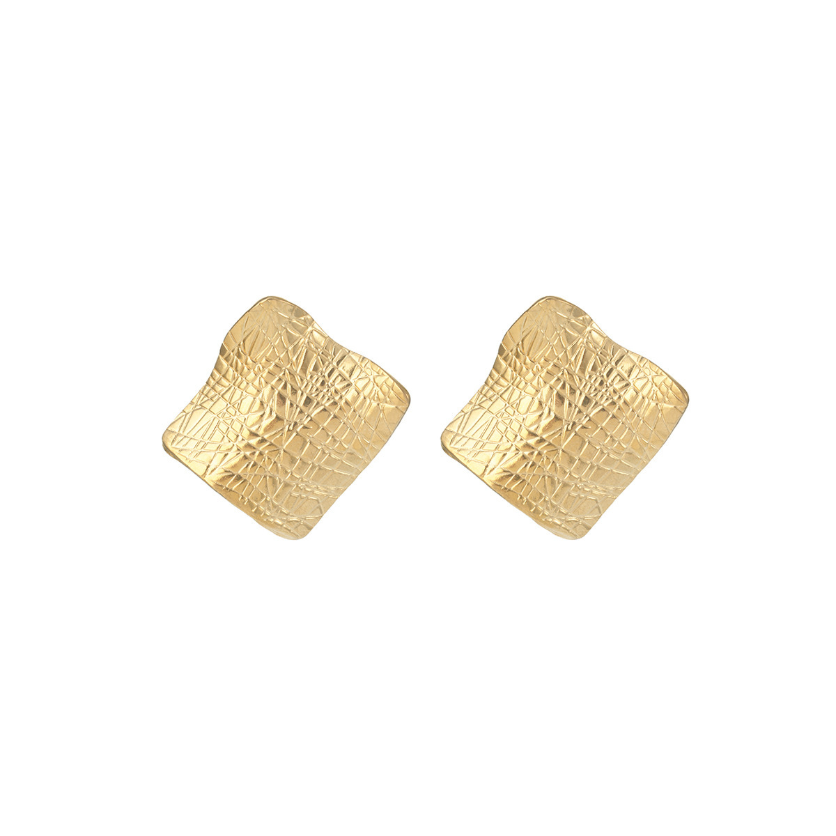 Fashion European & American Style Square Pleated Earrings, Irregular Texture, High-Grade All-Match Jewelry For Women - Image 3