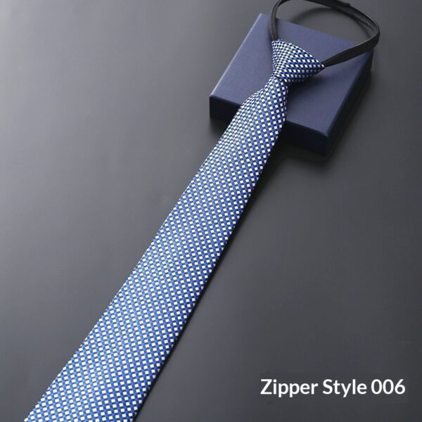 Mens Business Formal Zipper Tie With Blue Stripes - Image 13