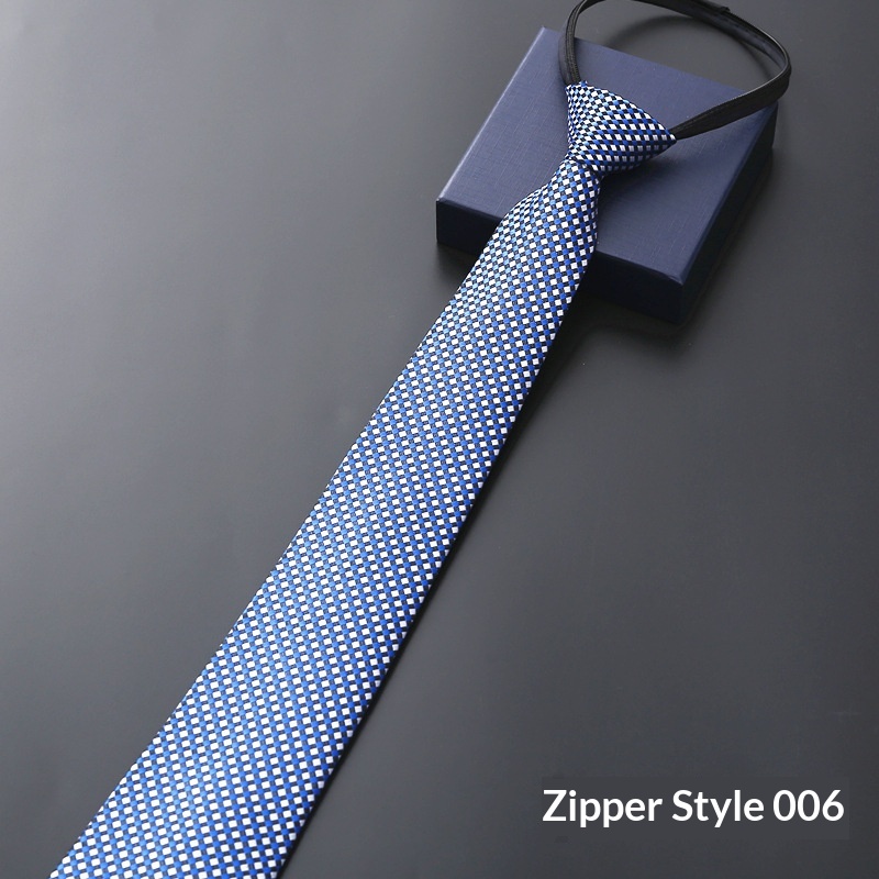 Mens Business Formal Zipper Tie With Blue Stripes - Image 13
