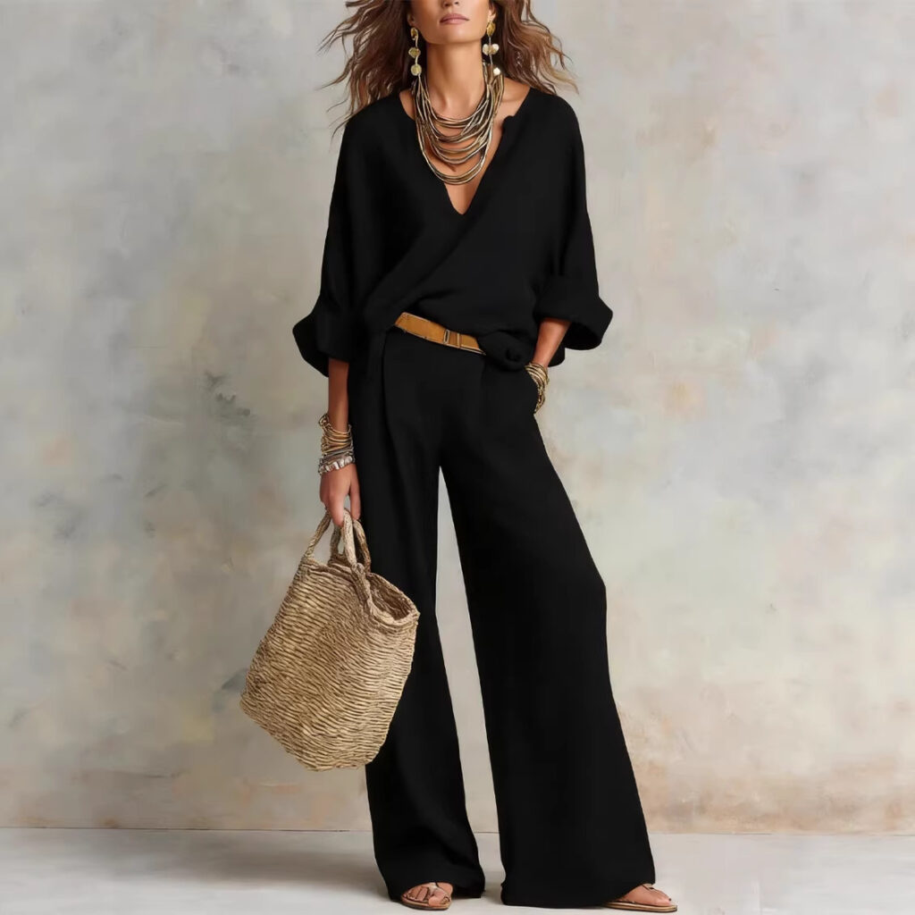 Fashionable Casual Linen Loose Vacation Set
