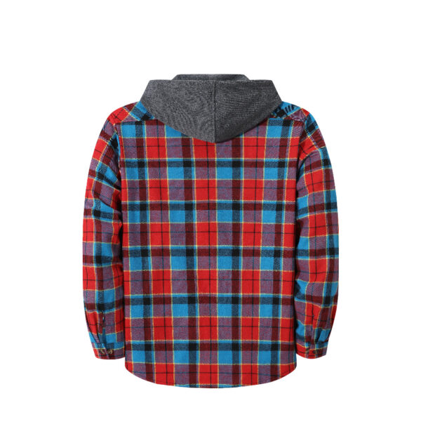 Mens Trendy Plaid Hooded Jacket - Image 13
