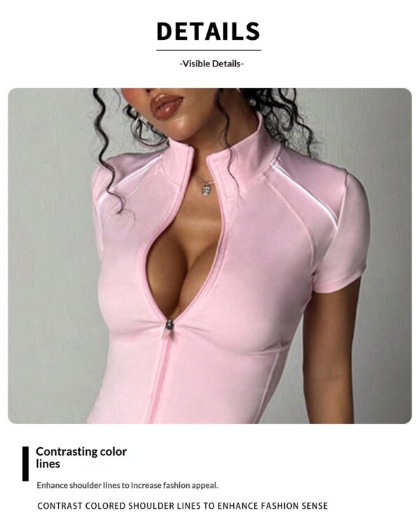 Women's Short Contrast-color Yoga And Fitness Jacket - Image 6