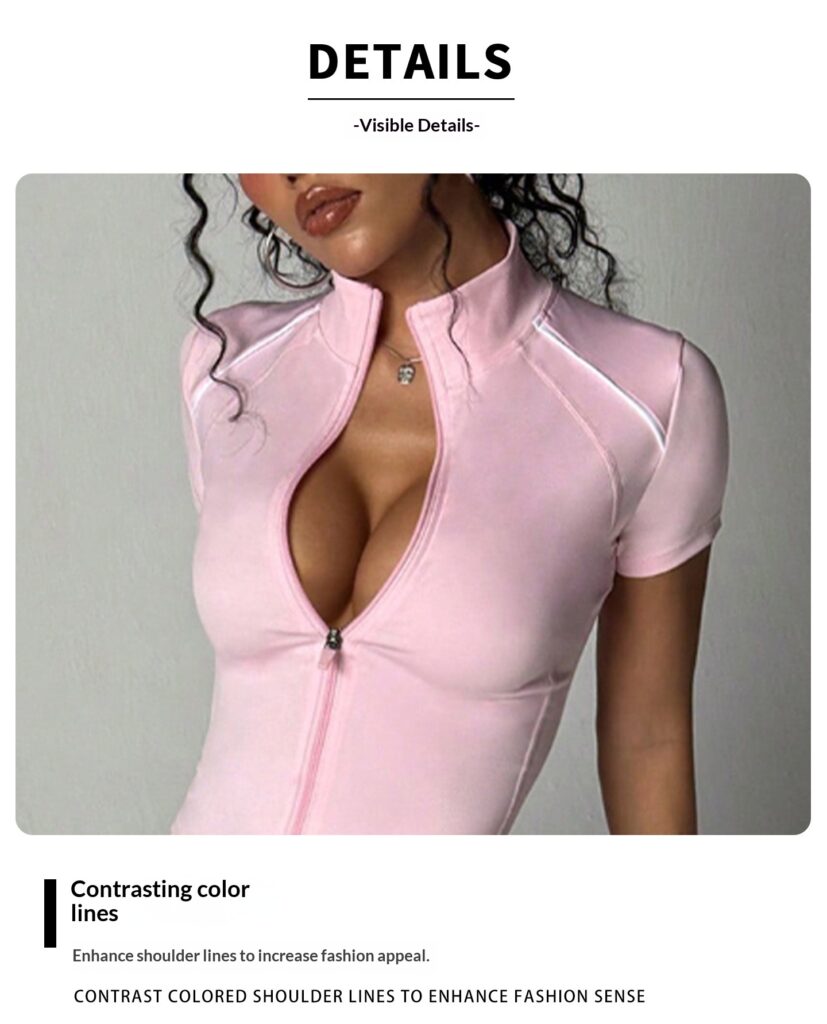 Women's Short Contrast-color Yoga And Fitness Jacket