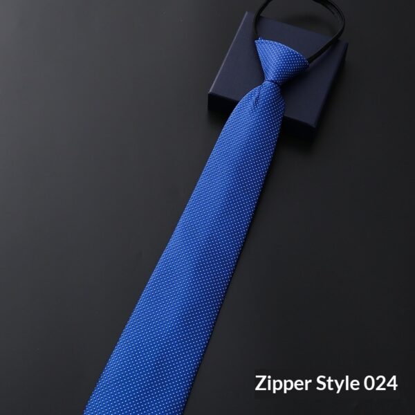Mens Business Formal Zipper Tie With Blue Stripes - Image 44