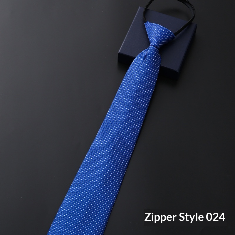 Mens Business Formal Zipper Tie With Blue Stripes - Image 44