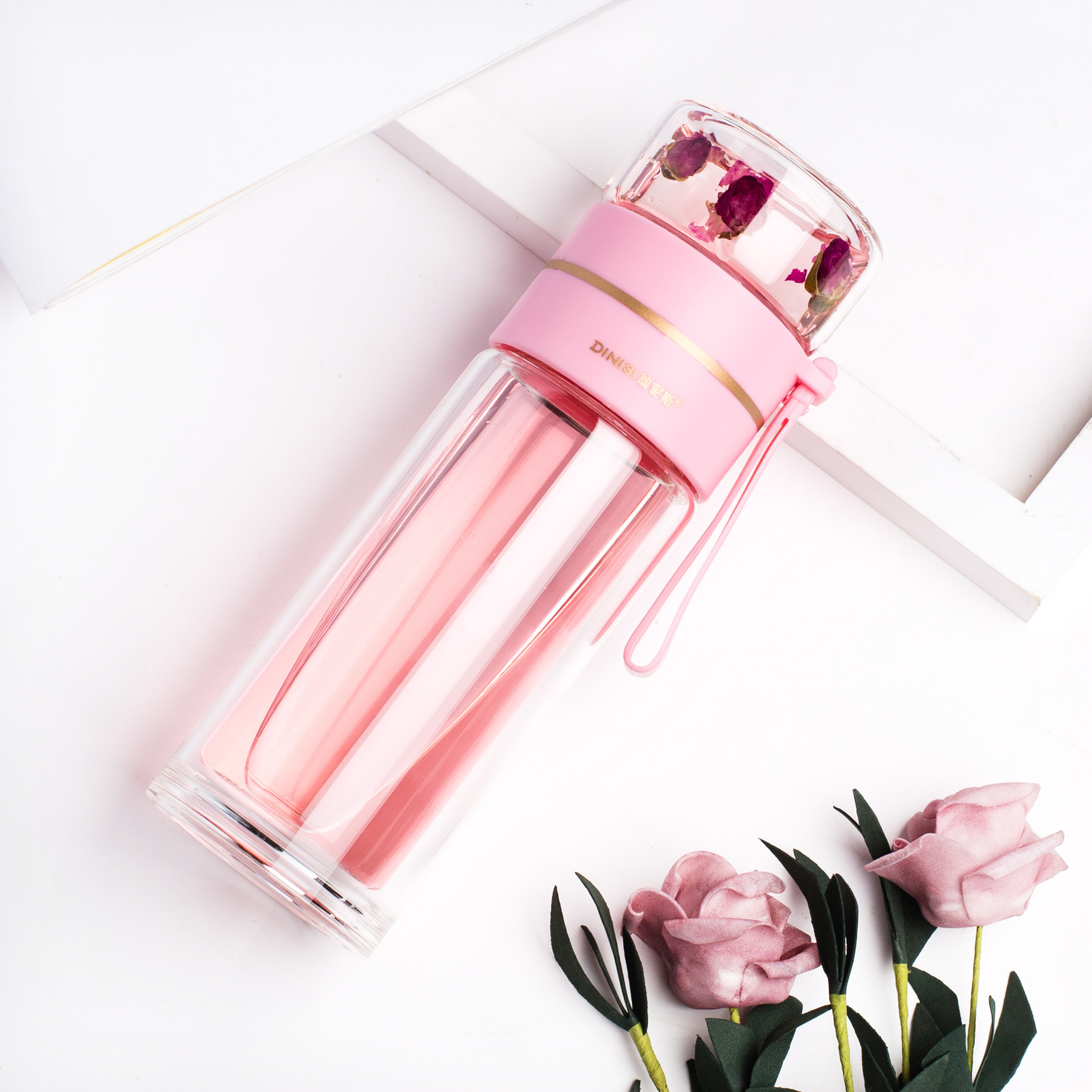 Glass Water Bottle With Tea Infuser Filter Tea Separation Double Wall Glass Bottle Leakproof Water Bottle - Image 28