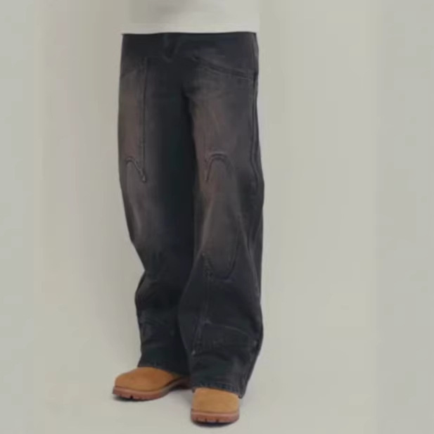 Retro American-style Heavy-stitch Embroidered Jeans For Men - Image 5