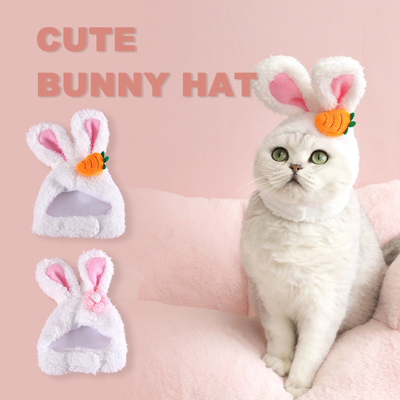 Plush Cartoon Cat Dog Rabbit Ears Cute Easter Decoration Hat Head Cover Pets Products - Image 1