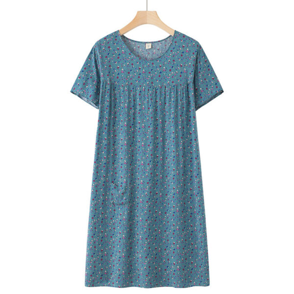 Women's Thin Loose Cotton Silk Short-Sleeve Dress - Image 3